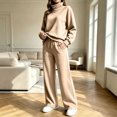thumbnail image 3 of Lmueinov Two Piece Sets for Women Fleece Sweatsuit Button Mock Neck Sweatshirts Wide Leg Sweatpants Workout Lounge Sets with Pockets Fall Casual Outfits, 3 of 6