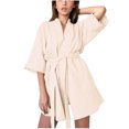 thumbnail image 2 of Womens Soft Pajama Clearance- Bathrobes Silk Satin Solid Color Sexy Plus Size Robe Sleepwear Khaki Size L, 2 of 6