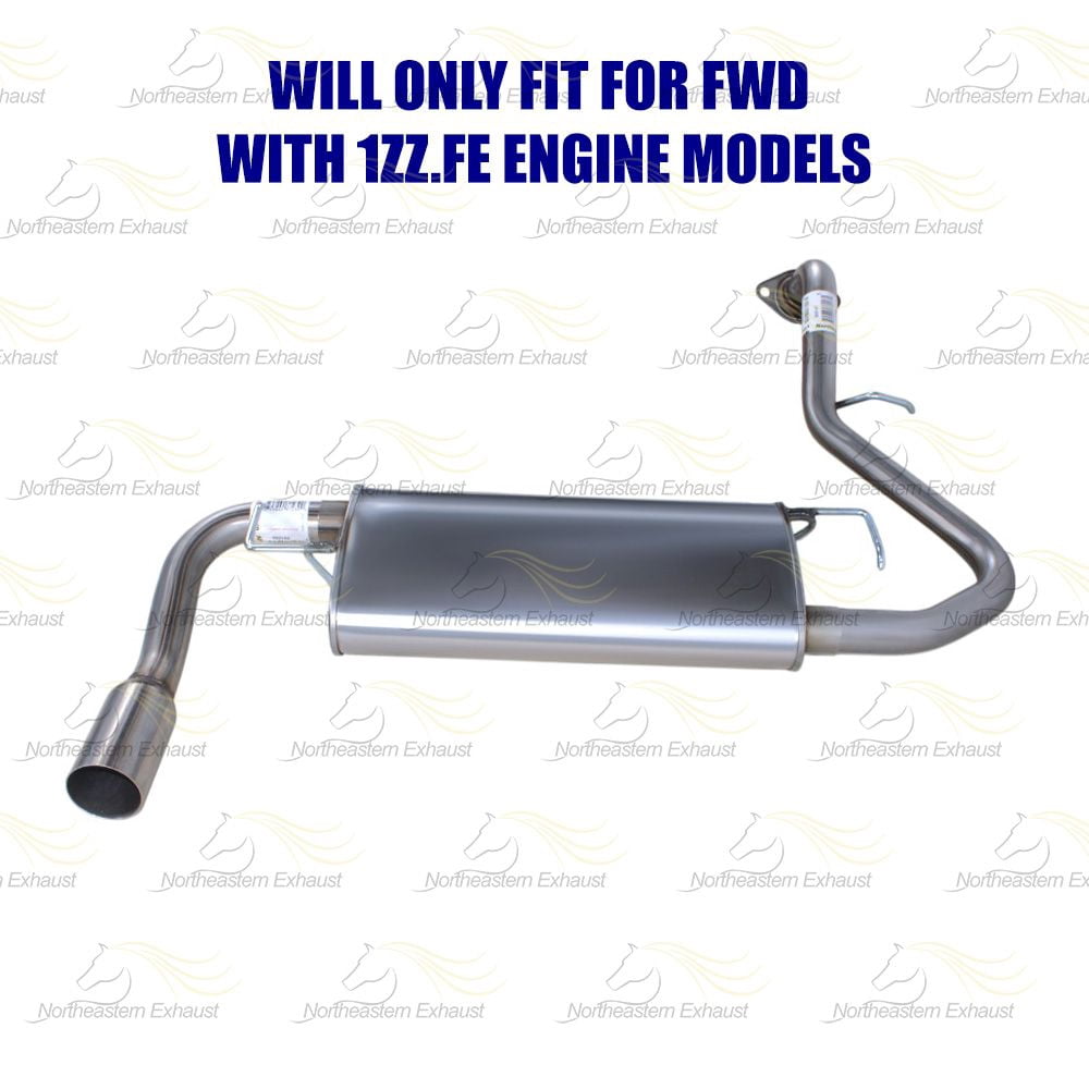Northeastern Exhaust Extension Pipe, Muffler & Tail Pipe Fits 2003-2008 Pontiac Vibe 1.8L (Will only fit FWD with 1ZZ-FE DOHC engine) - Direct Fit | Stainless Steel System Kit