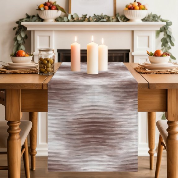 Table Runners 72 Inches Long Dress Scarves, Coffee Brown Striped Farmhouse Kitchen/Dining Table Decor Table Runner, Coffee Tablerunners, Abstract Vertical Streaks Stripes 13x72 Inch