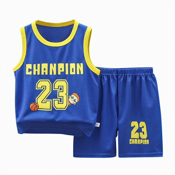 Nwiuh Toddler Kids Sports Shorts Set Baby Boys Girls Jerseys 2 Piece Basketball Tank Top Mesh Shorts Set (Blue, 11-12 Years)
