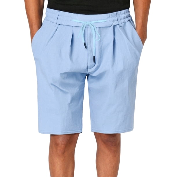 WILLBEST Pantalones Cortos para Hombre de Lino de Verano Transpirables de Cinco Pantalones Cortos para Hombre