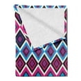 thumbnail image 2 of Navy and Blush Soft Flannel Fleece Blanket, Geometrical Diamond Line Pattern Retro Nostalgic Psychedelic Design, Cozy Plush for Indoor and Outdoor Use, 50" x 60", Magenta Purple Blue, by Ambesonne, 2 of 5