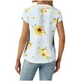 thumbnail image 3 of QATAINLAV Women's Dressy Casual Blouses Business Work Tops Cute Tulip Hem Short Sleeve Tshirts Fashion Floral Print V Neck Henley Shirts Multicolor S, 3 of 6
