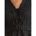 thumbnail image 4 of Time and Tru Women's Textured Tie Front Top, Sizes XS-XXXL, 4 of 5
