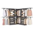 thumbnail image 6 of Homieasy 95"-132"Closet System With Drawers & Shelves Corner Closet,Freestanding Wardrobe Organizer, DIY Custom Storage for Bedroom, Living Room, Sets of 3,Gray Oak, 6 of 6