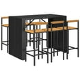 thumbnail image 2 of vidaXL Patio Bar Set Wicker Outdoor Bar Set Poly Rattan and Solid Wood Acacia, 2 of 34