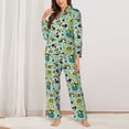 thumbnail image 2 of Picia Green Cute Avocado Pattern Women’s Long-Sleeve Sleepwear Set - Soft 2-Piece Loungewear with Pockets, Comfy PJs for Relaxing Nights-Large, 2 of 7