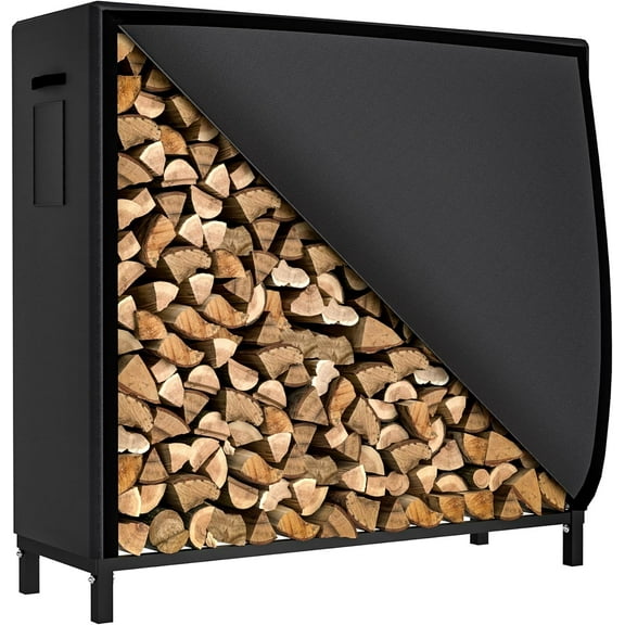Wood Storage Lumber Rack & Heavy Duty Log Holders for Firewood Indoor/Outdoor & 4ft Firewood Rack with Waterproof Cover
