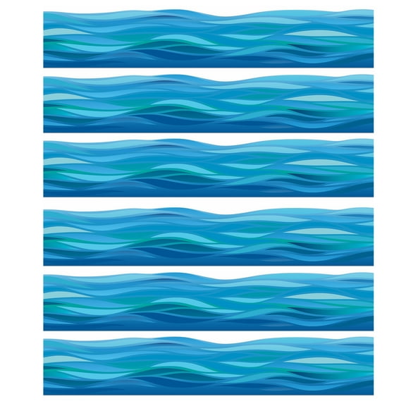Eureka Seas the Day Waves Deco Trim, 37 Feet Per Pack, 6 Packs