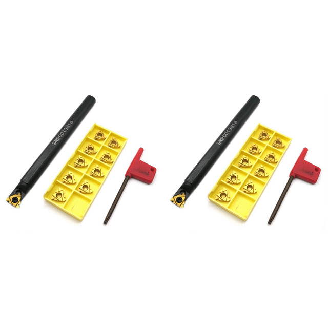 2 Pcs Barre de Filetage Ennuyeuse 1/2 Pouce avec 20 Inserts de Filetage Interne en Carbure 16IR AG60 et Clé T15