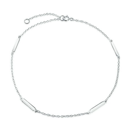 50 Cent Bracelet Simple Strong 50 Gauge 925 Sterling Silver Bar Chain Anklet For Teen Ankle Bracelet For Women 9-10 Inch ()