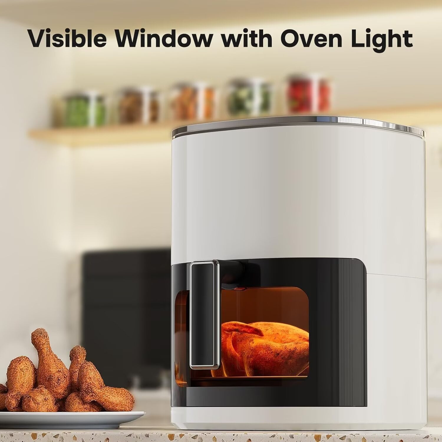 QUIOCOZY 12-in-1 Digital Air Fryer, 6.3 Qt Large Capacity, Viewing Window, Nonstick Dishwasher-Safe Basket, 1700W, Beige