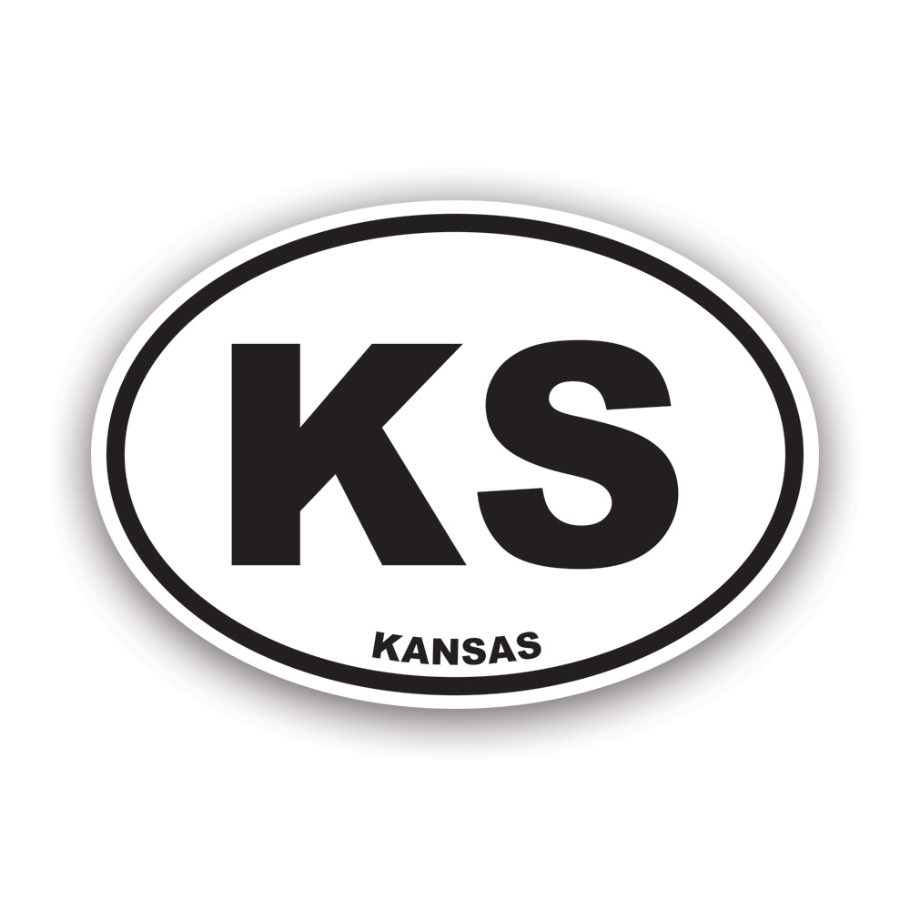 Kansas Stickers Kansas Euro Oval Sticker Decal - Self Adhesive Vinyl - Weatherproof ...