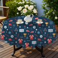 thumbnail image 4 of Football and Rugby Navy Pattern Round Tablecloth 70"x70", Wrinkle Resistant Wipeable Table Cover for Kitchen Dining Room Picnic Patio and Party, 4 of 6