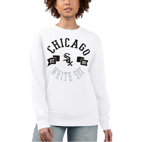 Women's G-III 4Her by Carl Banks White Chicago White Sox Team Logo Fleece Pullover Sweatshirt