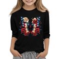 thumbnail image 2 of Spazoro Toddler Girls 3/4 Sleeve Shirts, Graphic Print Spring and Fall Round Neck Casual Fashionable Tops for Girls Black Size 5-6T, 2 of 4