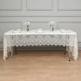 thumbnail image 6 of Balsa Circle 60" x 120" Ivory Floral Premium Lace Rectangle Tablecloth Catering, 6 of 7