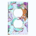 thumbnail image 2 of Metal Light Switch Wall Plate Outlet Cover (Mermaid Starfish Unicorn Cat Bubble Glitter Print Pastel - Single Duplex), 2 of 2