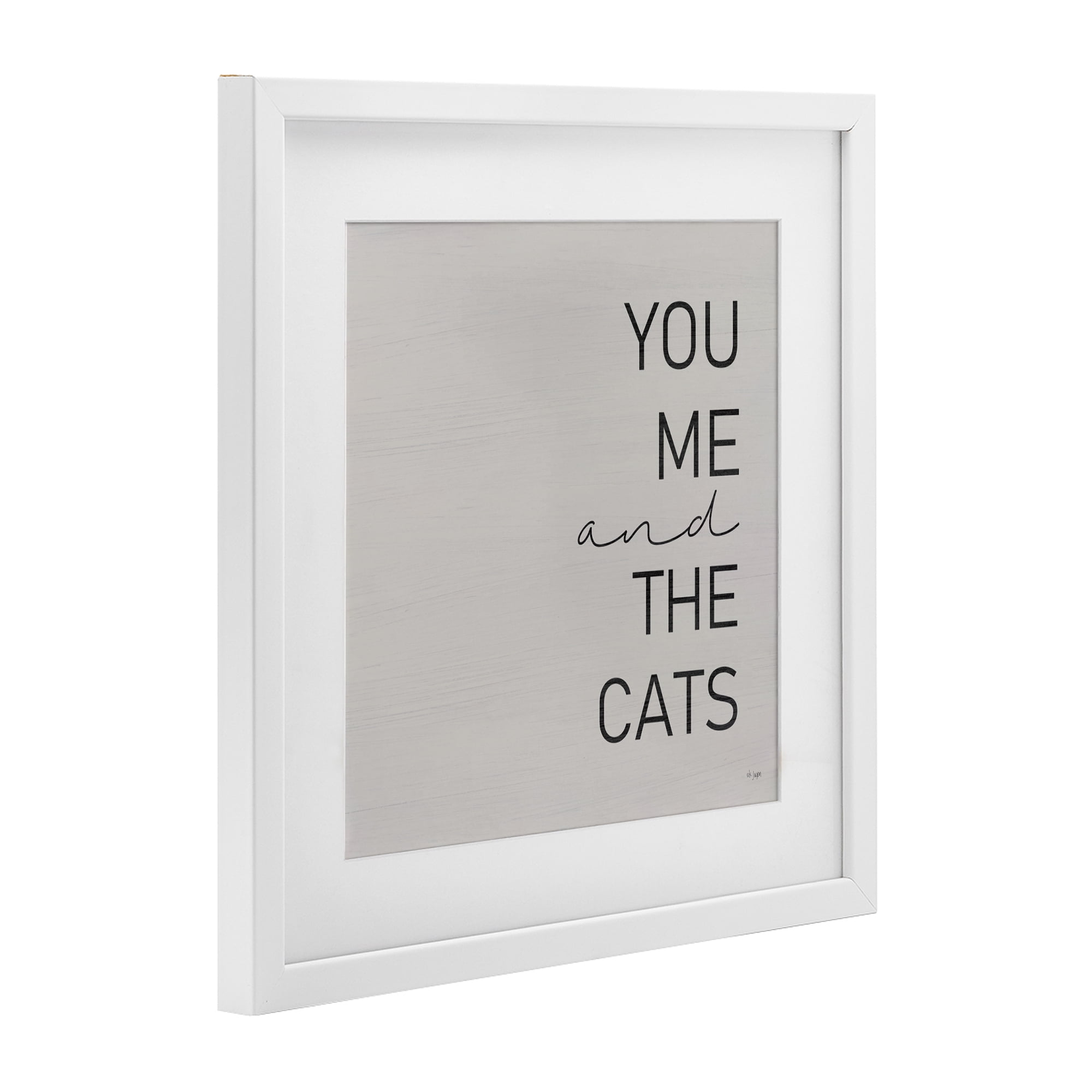 Stupell Industries Minimal You Me & Cats White Framed Print Under Glass, design by Jaxn Blvd.