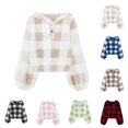 thumbnail image 3 of Mercatoo Teen Girls Fashion Fuzzy Hoodies Warm Loose Button up Pullover Tops Sherp𝐚 Kids Long Sleeve Sweater Korean Aesthetic Clothes, 3 of 4