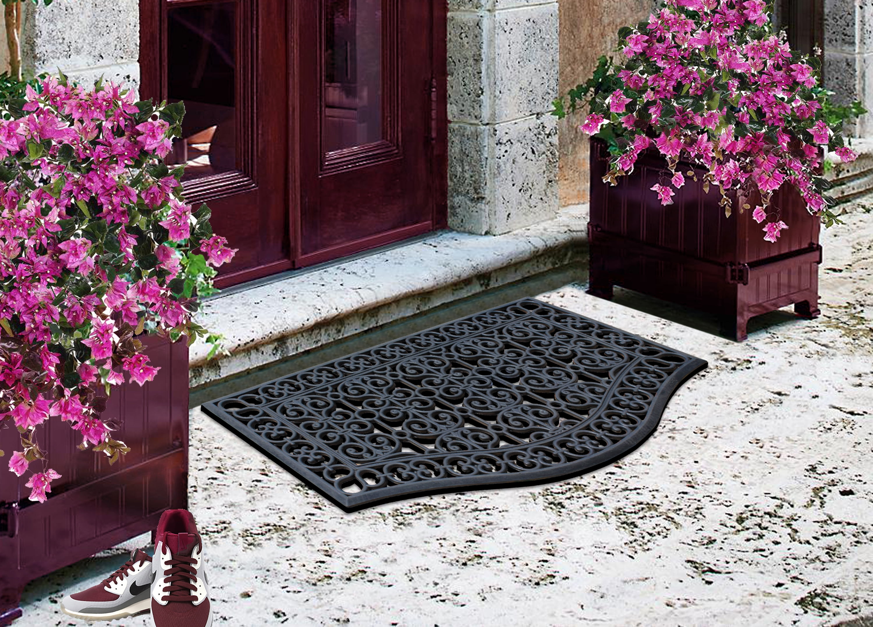 A1HC 12lb Heavy Duty Rubber Doormat 24"x39" - Won't Blow Away, Outdoor Front Door Mat, Mud Dirt Scraper, Non-Slip Drainage Mat for Entryway Patio Garage