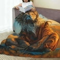 thumbnail image 6 of Cauagu Prairie Meditating Lion Pattern Flannel Bed Blankets,Fleece Blanket Comfortable Air Conditioning Blanket for Sofa Bed Travel Couch & Living Room -80"x60", 6 of 8