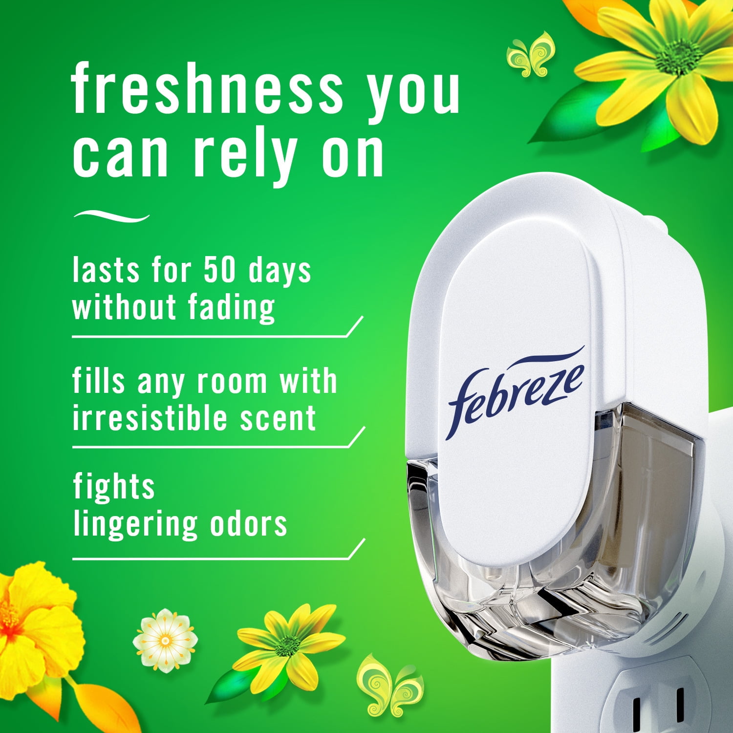 Febreze Fade Defy Plug Air Freshener & Odor Fighter Starter Kit Gain Scent  0.87 fl. oz. Oil Refill 