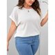 thumbnail image 5 of Top de verano para mujer, Top acanalado de manga corta con cuello redondo holgado de talla grande para mujer, 5 of 8