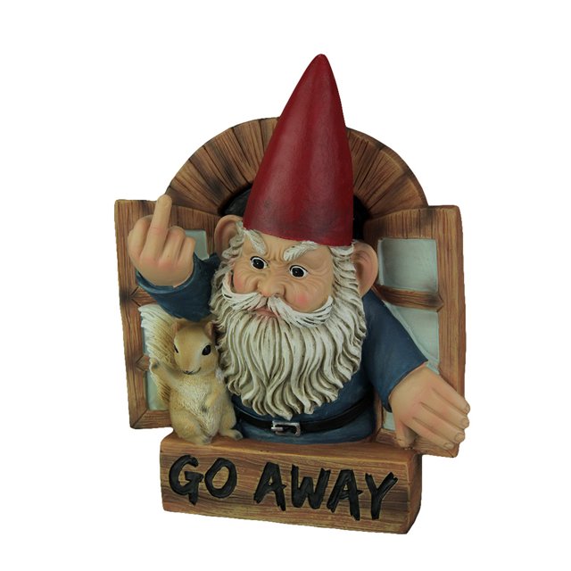 DWK Grumpy Gnome y Squirrel Rude Gesture Go Away para colgar en la pared DWK HH49395