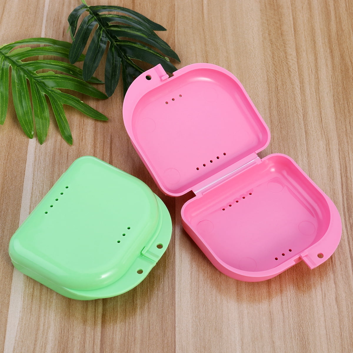 ROSENICE 5pcs Retainer Case With Vent Holes and Hinged Lid Snaps Mouth