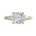 thumbnail image 2 of 3 ct Cushion Cut Moissanite Three-Stone Engagement Ring for Women in 14K Yellow Gold, 2 of 2