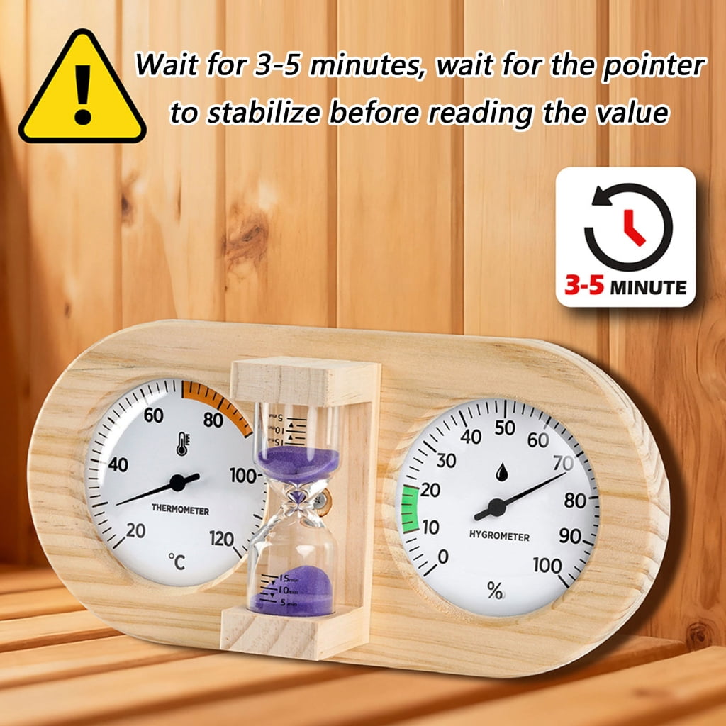 Room Thermometers Hygrometer with Sand Timer Wall Mounted Temperature Humidity Meter for Sauna Room