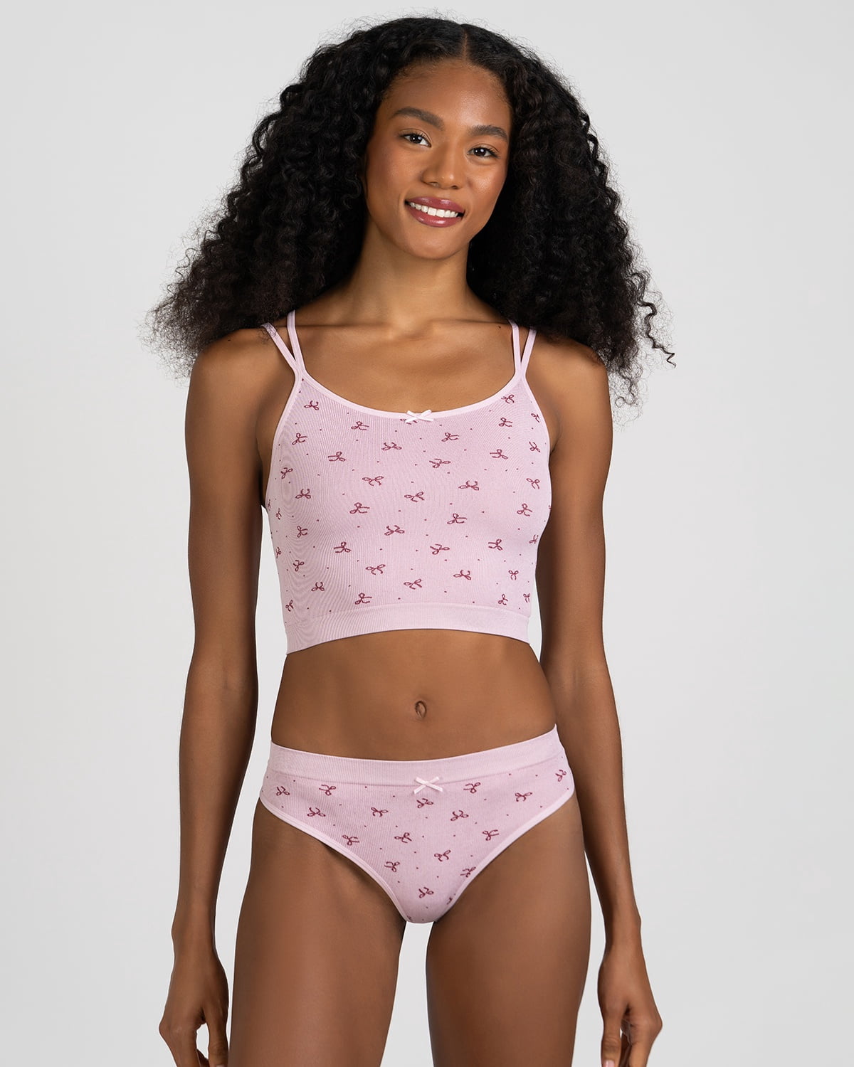 No Boundaries Seamless Cami Bra and Thong Panties Set, 2 Piece, Women's XS-XXXL