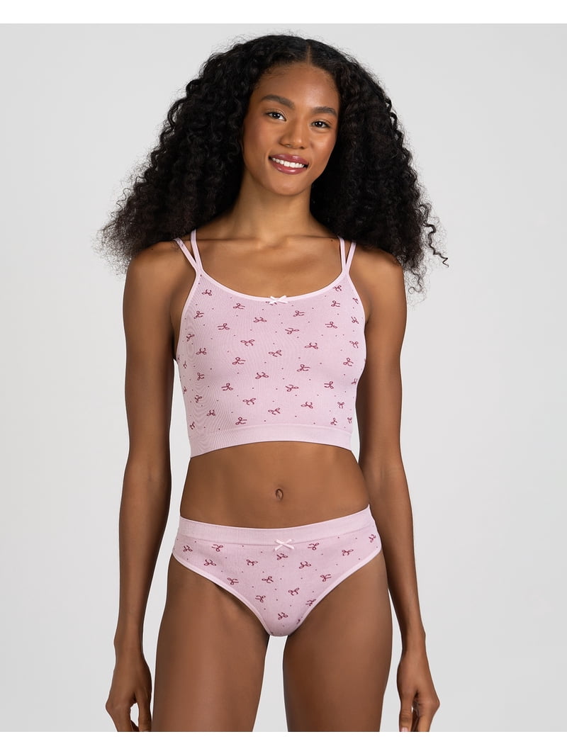 No Boundaries Seamless Cami Bra and Thong Panties Set, 2 Piece