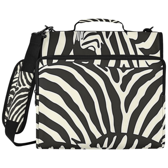 ALAZA Zipper Binder Zebra Black Pattern 2 inch 3 Ring 500 Sheet Capacity Trapper Keeper File Folder Organizer Bag