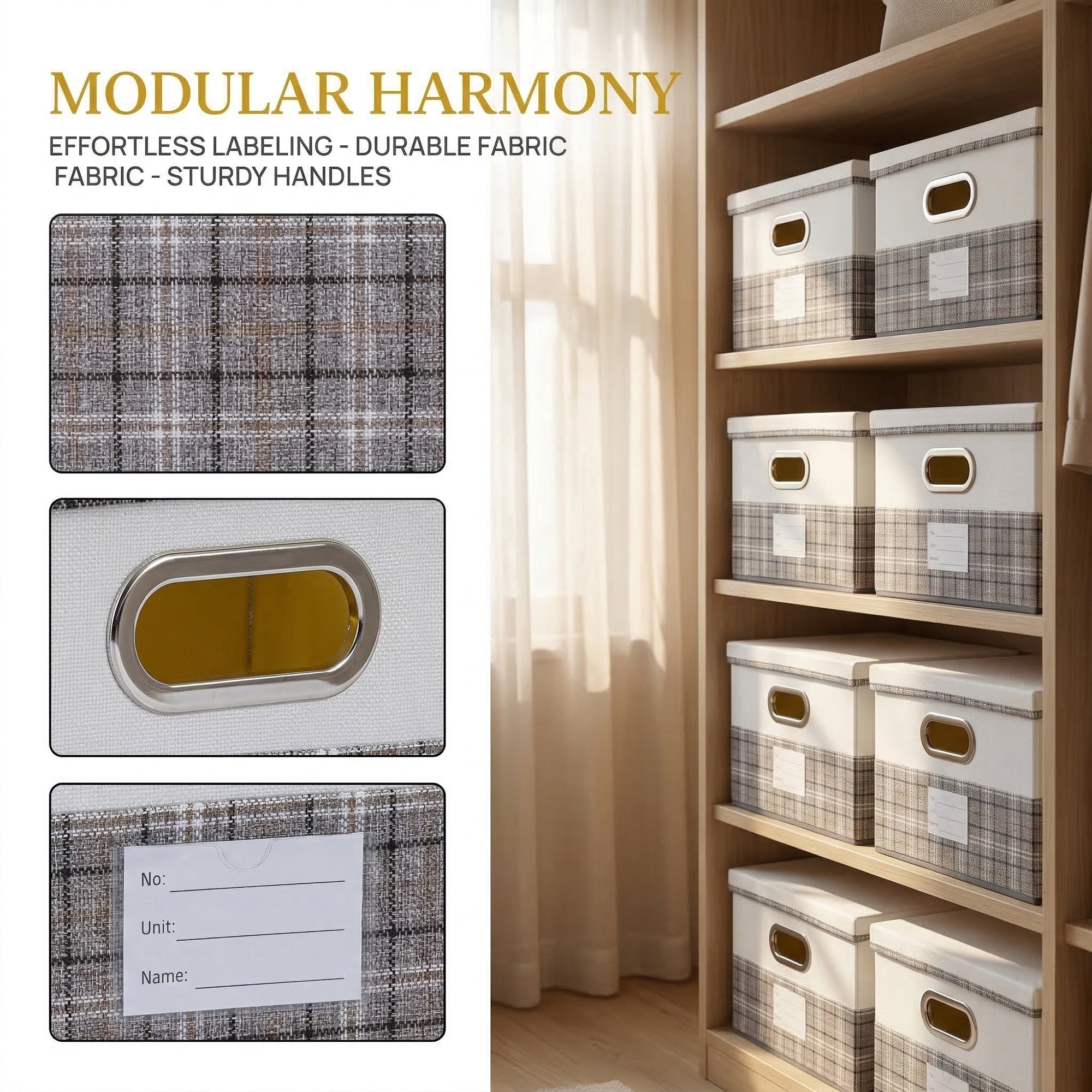 Unique Bargains Storage Cube Fabric Storage Bin with Handles Grey 16.9*11.8*10.6in