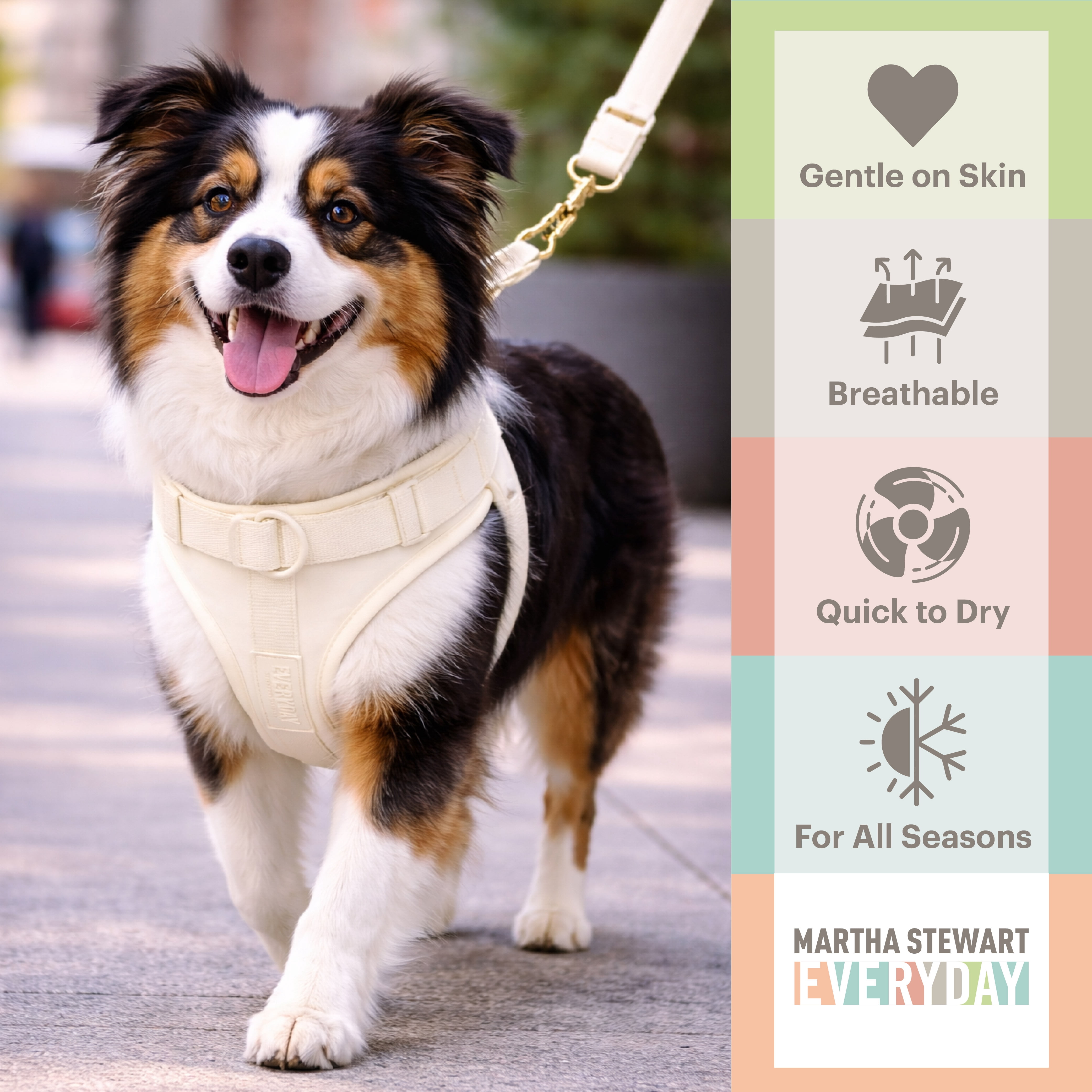Martha Stewart Cream Neoprene Padded Pet Harness for Comfort and Safety