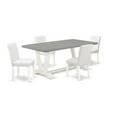 thumbnail image 2 of East West Furniture V097AB264-5 5 Piece Kitchen Table & Chairs Set Includes a Rectangle Dining Room Table with V-Legs and 4 White Faux Leather Upholstered Chairs, 40x72 Inch, Multi-Color, 2 of 10