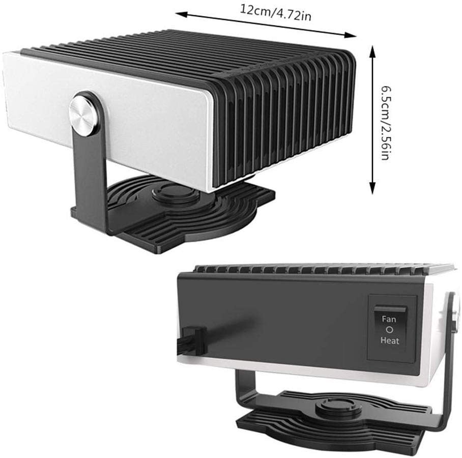 Chauffage Voiture Portable 12V - 2 En 1 Chauffage/ventilateur, Branchement Allume-cigare, Désembue Et Dégivre Rapide - 4