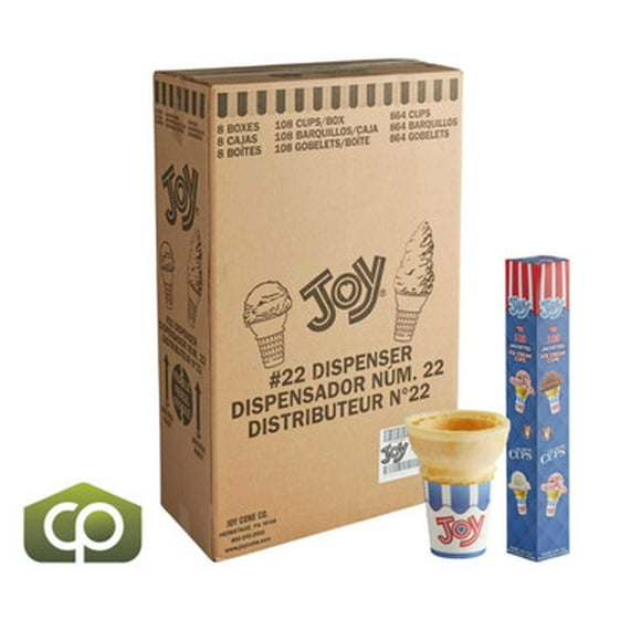 Joy #22 Flat Bottom Jacketed Cake Cone Dispenser Pack - 864/Case for Ice Cream