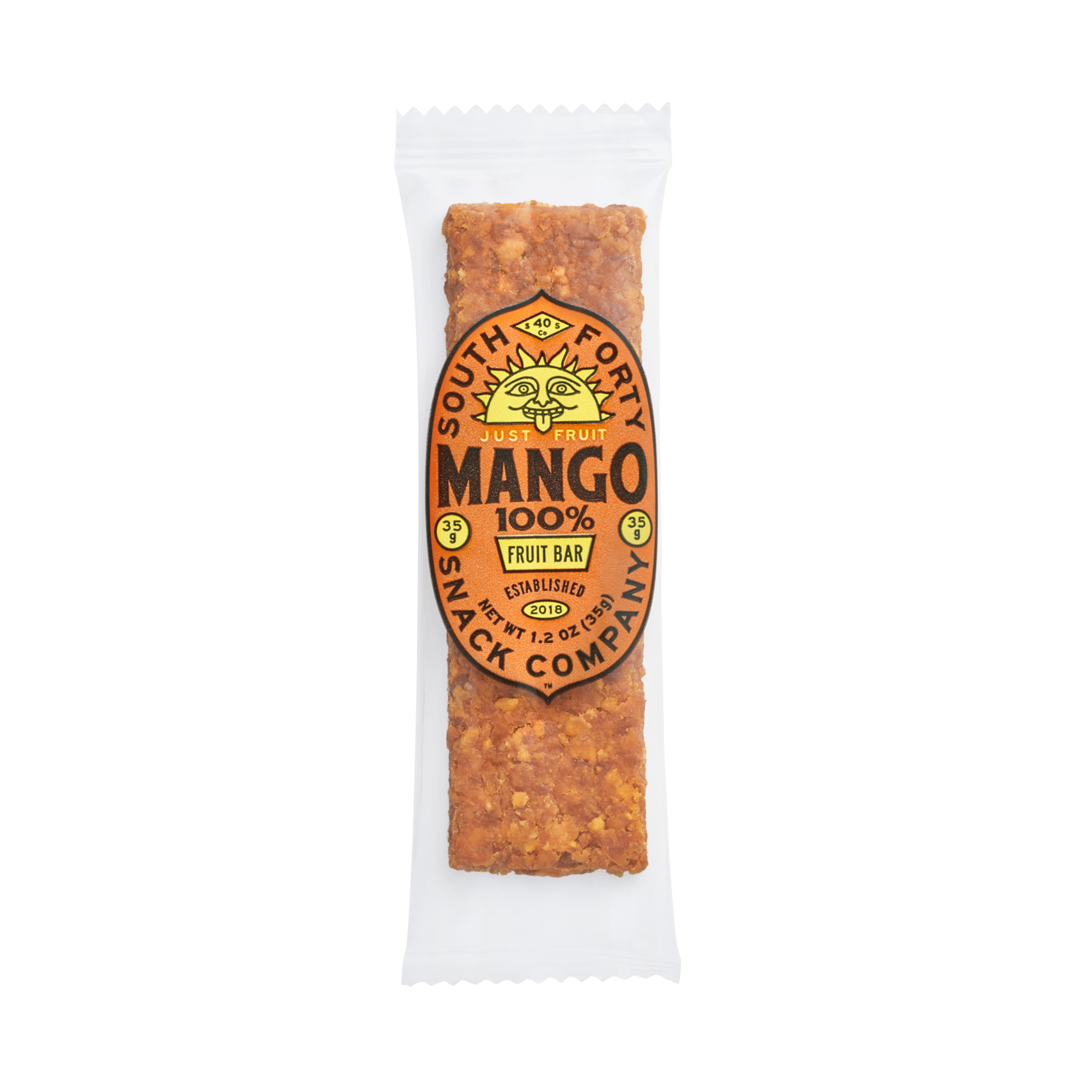 South 40 Snacks Tropical Mango Dried Chewy Fruit Bar, 35g, 18 pack