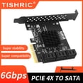 thumbnail image 2 of Tarjeta de expansión PCIE 4X de TISHRIC a 6 puertos SATA 3.0 de 6 Gbps, controlador divisor PCIe, tarjeta adicional PCI-Express 4x 8x 16x para HDD SSD, 2 of 5