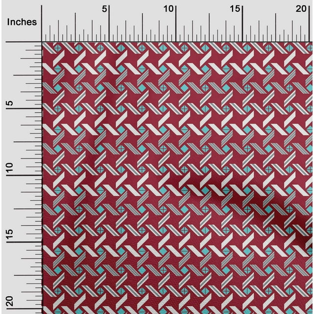 oneOone Cotton Cambric Fabric Line|Diamond & Triangle Geometric Printed Fabric 1 Yard 56 Inches Wide