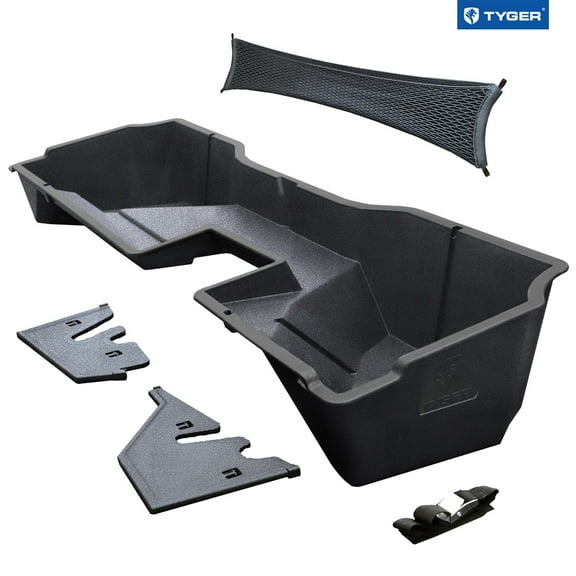 Tyger Auto Underseat Storage Box Compatible with 2014-2018 Chevy Silverado / GMC Sierra 1500; 2015-2019 Silverado / Sierra HD Double Cab | Black Rear Under Seat Storage Organizer | TG-CB5C2248