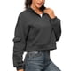 thumbnail image 3 of Sudadera con media cremallera para mujer, sudadera sin capucha de fibra de poliéster transpirable de Color puro, sudaderas informales para oficina, 3 of 6