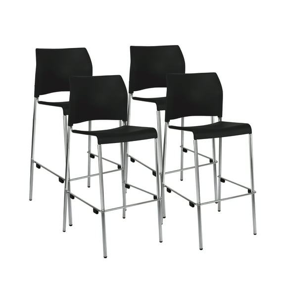 Hampden Furnishings Jody Collection Plastic Stack Chair, Black, Pack of 4