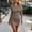 Khaki, variant on Women Crew Neck Long Sleeve Drawstring Side Slit Mini Bodycon Dress Club Night Party Slim Casual Dress Khaki S