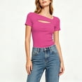 thumbnail image 5 of Posijego Going out Tops for Women Crewneck Short Sleeve Summer Slim Classic T-Shirts Trendy Casual Shirts for Women, 5 of 7