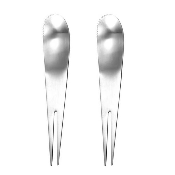 GOOHOCHY 2 PCS Horquillas de acero inoxidable duraderas Puree Spoons Spatulas Forks Cucharas para la selección de alimentos (Plata)